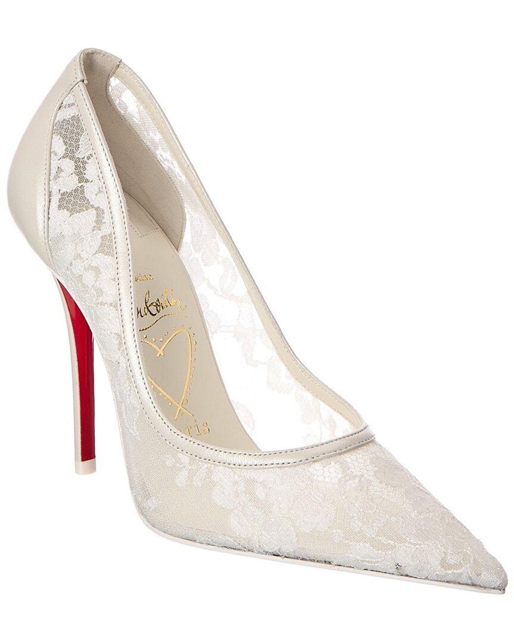 Christian Louboutin White Miss Z 100 Mesh & Leather Pump