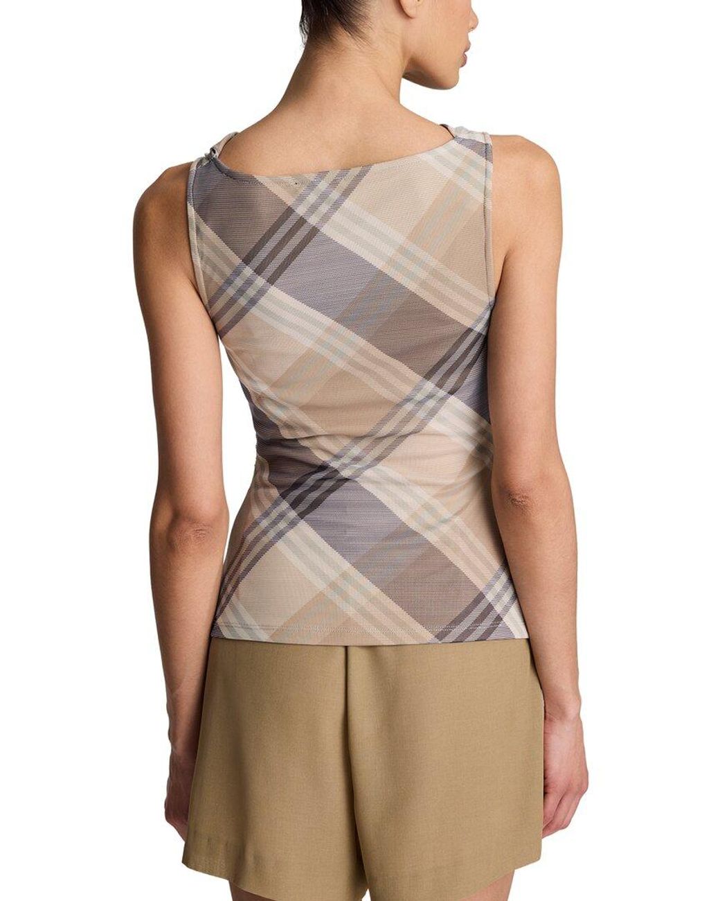 Kenneth Cole Natural Mesh Cowl Neck Drape Tank Top