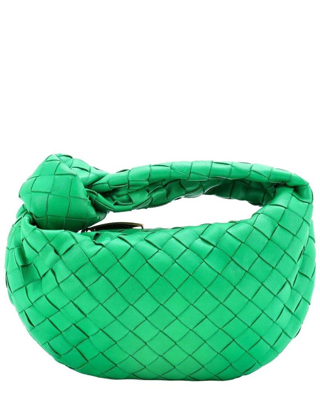 Bottega Veneta Green Intrecciato Leather Bv Jodie Hobo Mini (Authentic Pre- Loved)