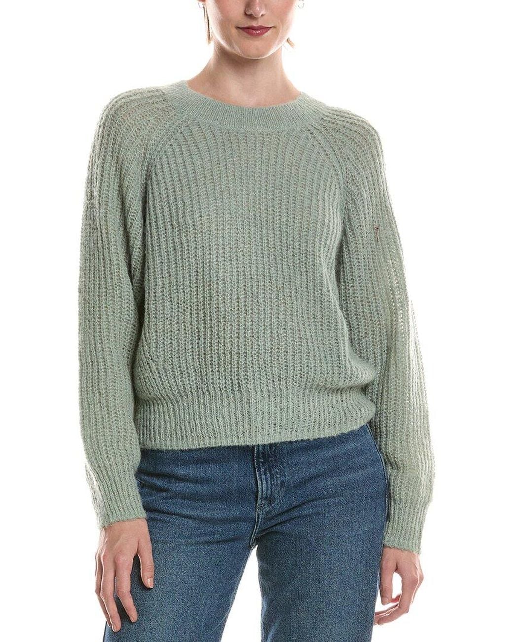 Michael Stars Green Indra Crewneck Wool-Blend Sweater
