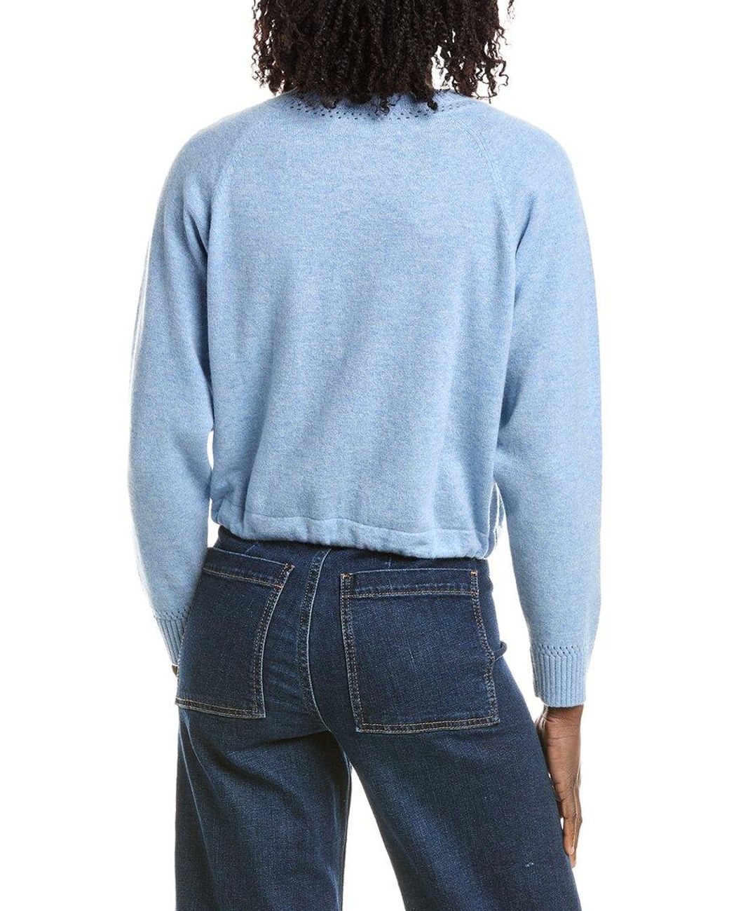 Isla Blue Daria Tie Hem 100% Cashmere Sweatshirt