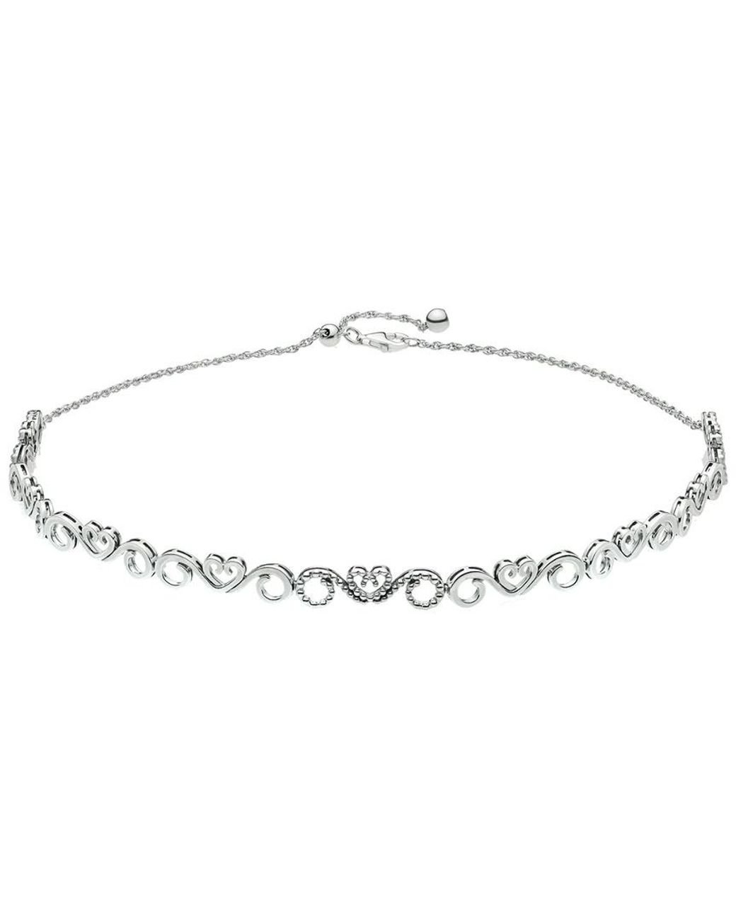 PANDORA Silver Cz Heart Swirls Choker Necklace in Metallic | Lyst