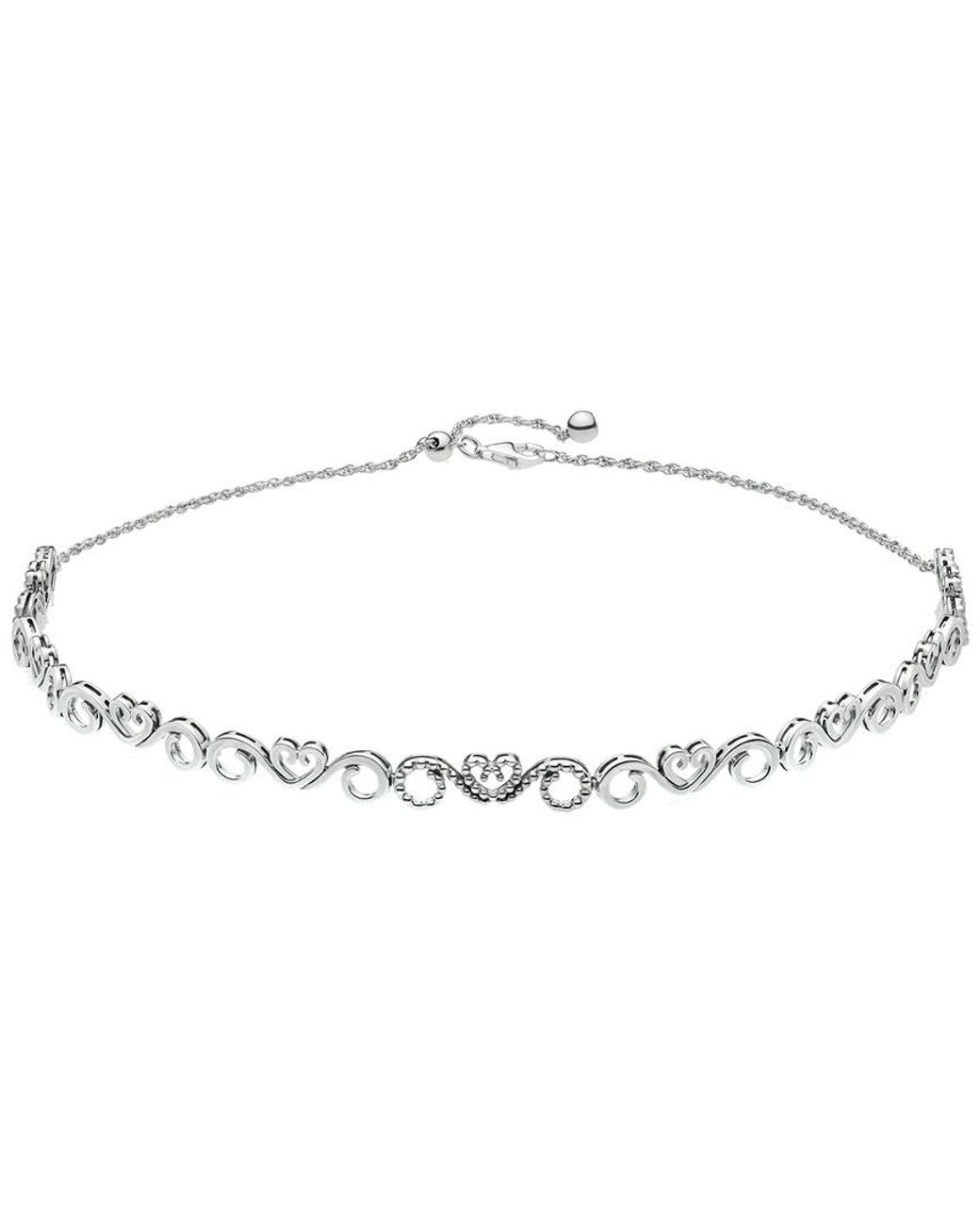 PANDORA Silver Cz Heart Swirls Choker 