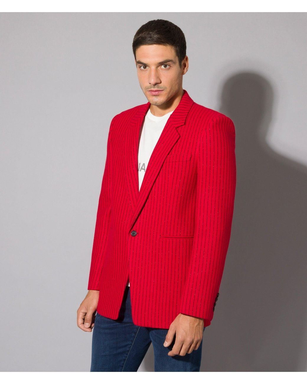 Saint Laurent Giacca In Lana Rossa in Red for Men | Lyst