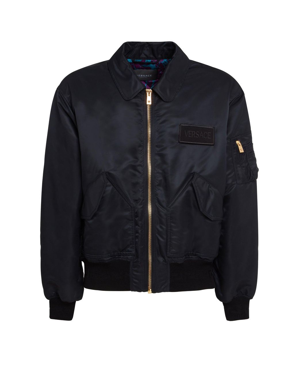 Versace Giacca A Bomber In Nylon Nero in Blue for Men | Lyst