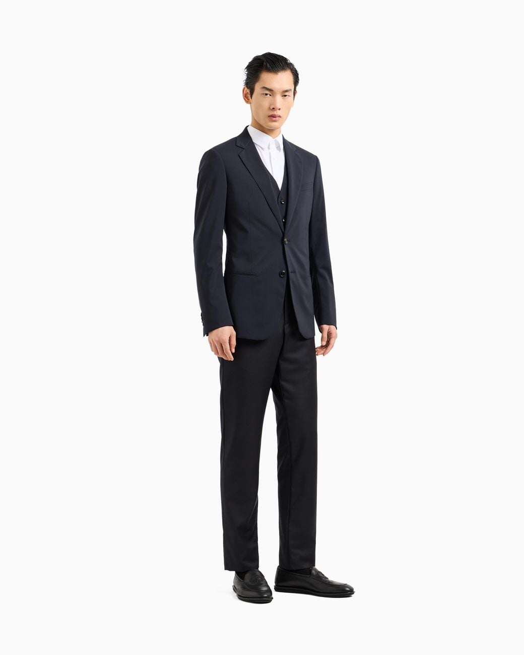 Giorgio Armani Blue Virgin Single-Breasted Jacket With Peak Lapels for men