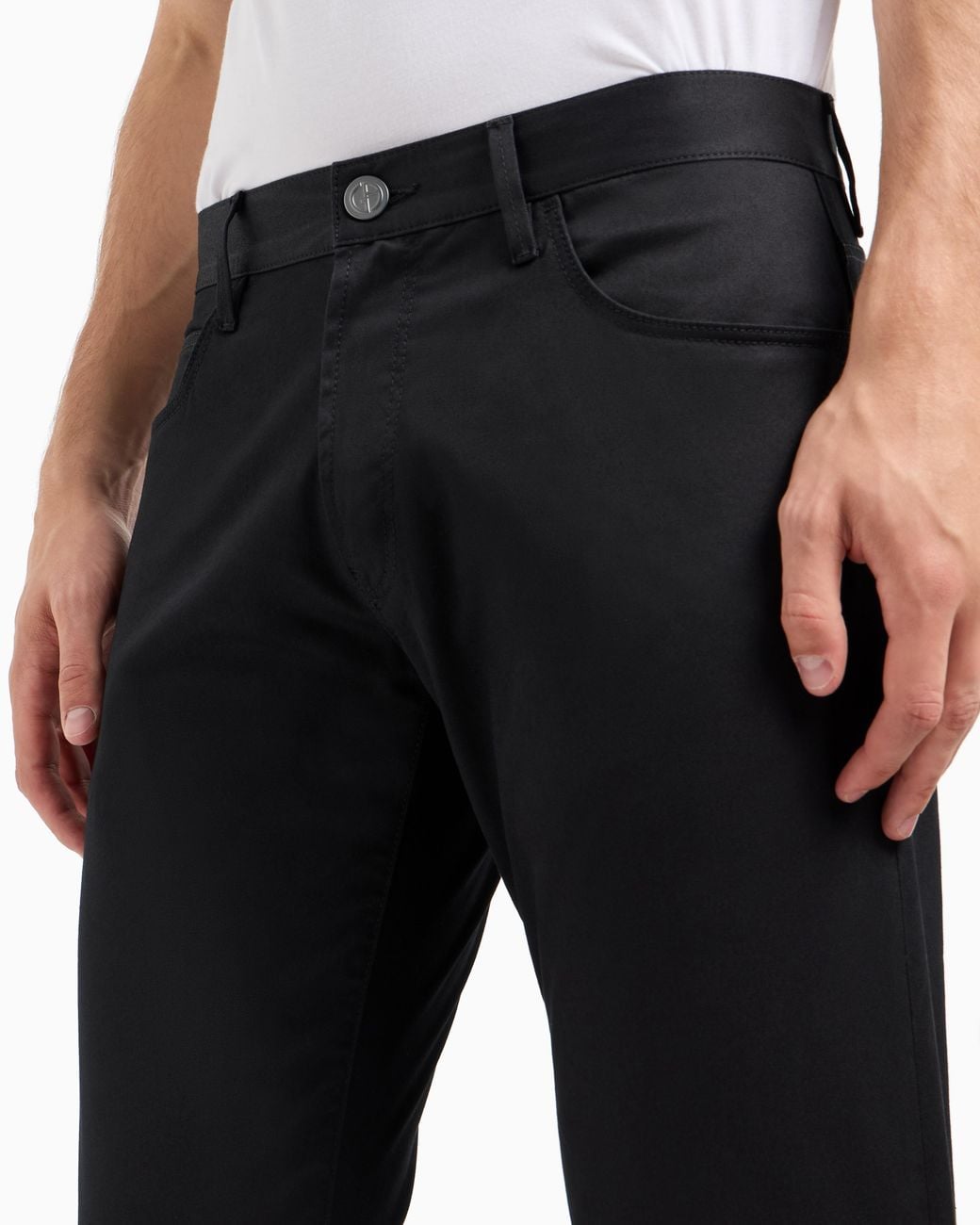 Giorgio Armani Black Regular-Fit, Five-Pocket Trousers for men
