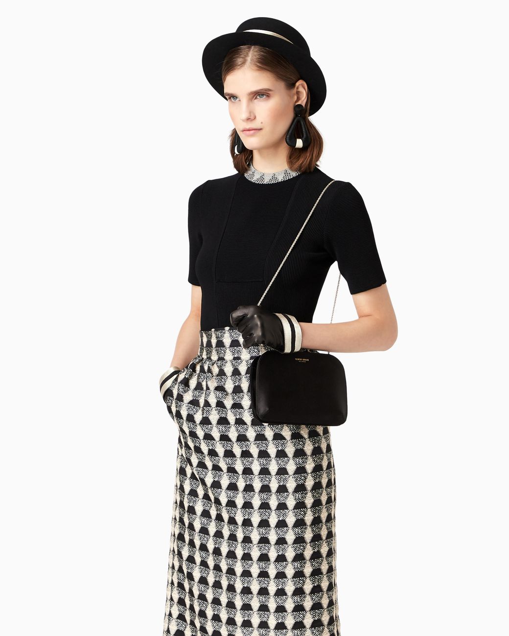 Giorgio Armani Black Satin La Prima Clutch Bag