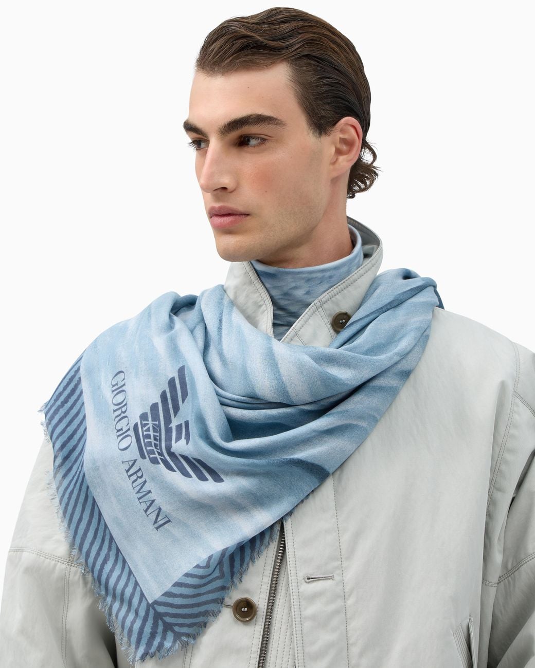Giorgio Armani Blue X Kith Modal And Cashmere Stole With Dune Print for men