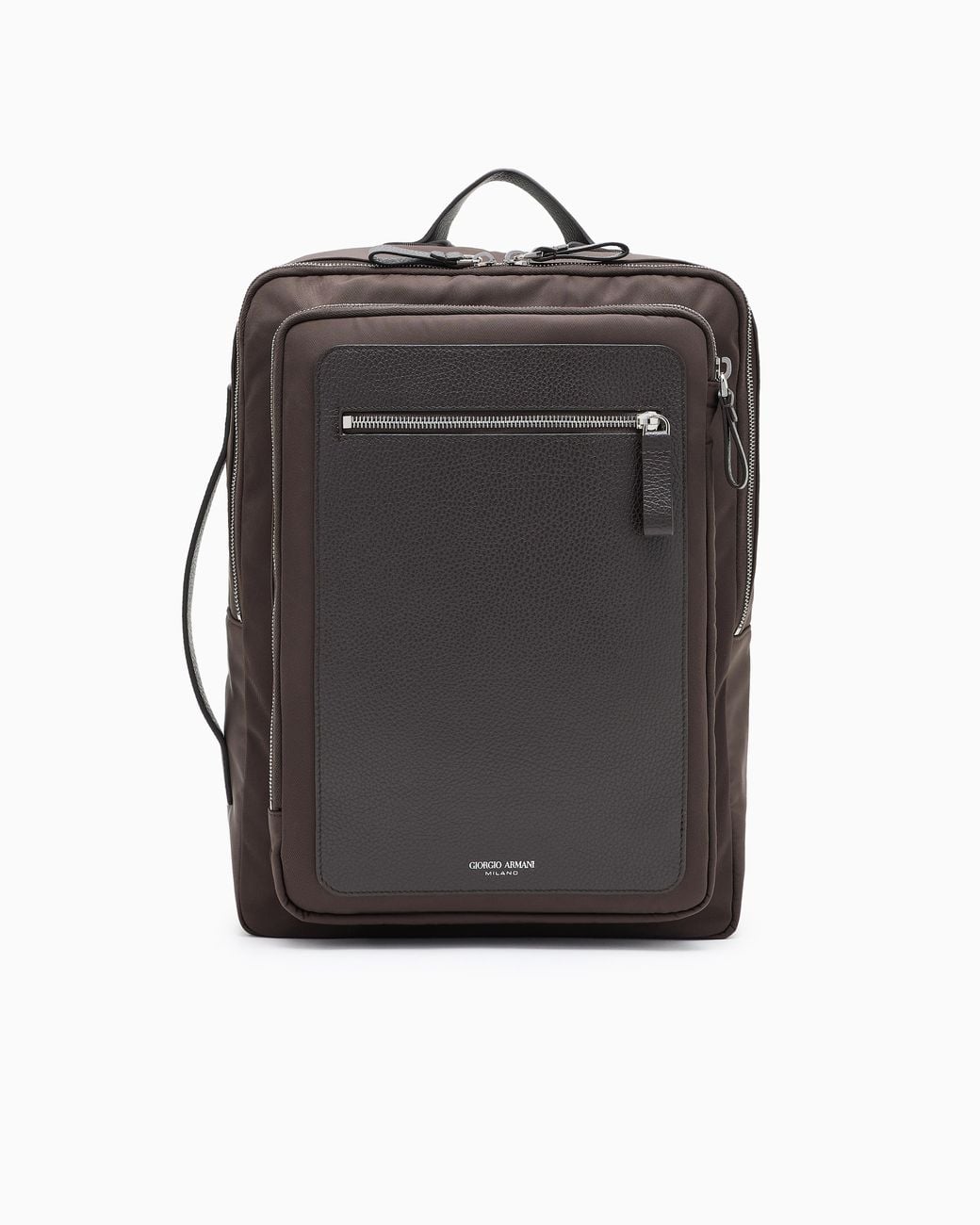 Giorgio Armani Gray Nylon And Pebbled-Leather Backpack for men