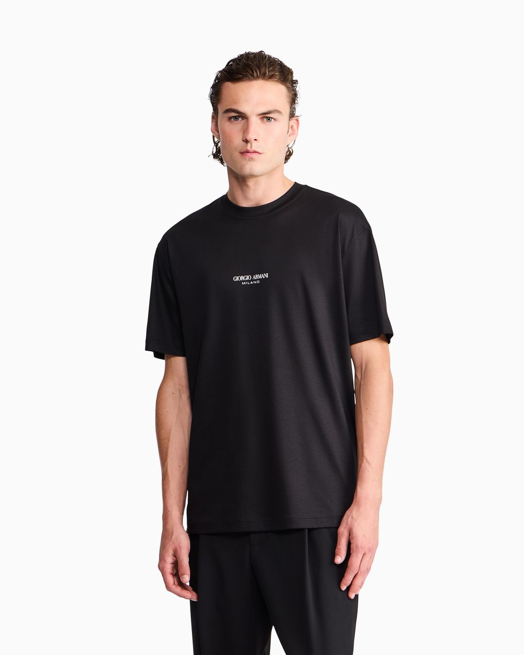 Giorgio Armani Black Crew Neck T-Shirt for men