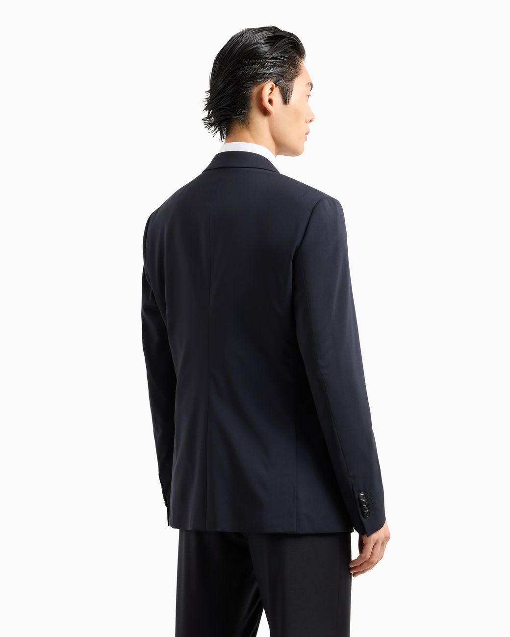 Giorgio Armani Blue Virgin Single-Breasted Jacket With Peak Lapels for men