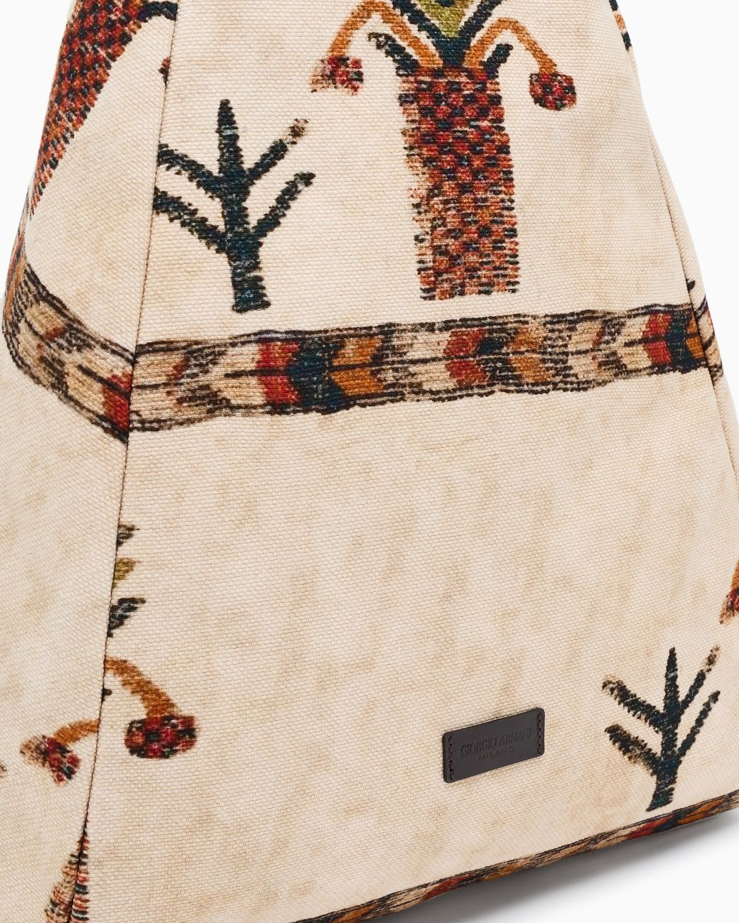 Giorgio Armani White Printed Fabric Backpack Sack for men