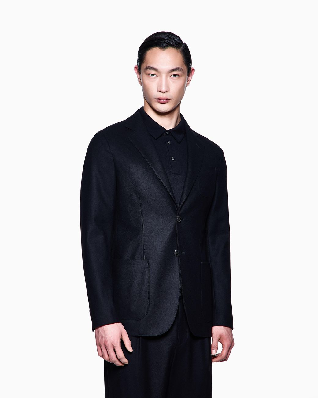 Giorgio Armani Black Upton Line Single-Breasted Jacket for men