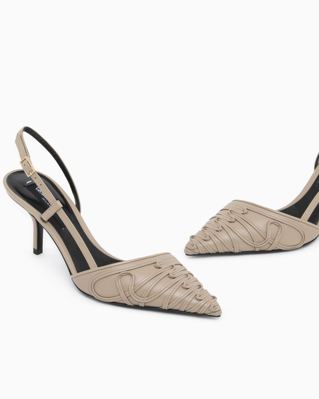 Giorgio Armani White Decollete Shoe With Cornely Details And Leather Upper
