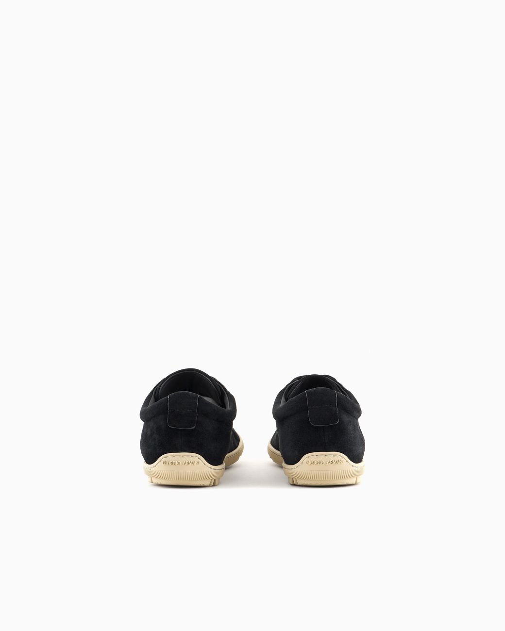 Giorgio Armani Black Low-Top Suede Lace-Up Sneakers With Rubber Sole for men