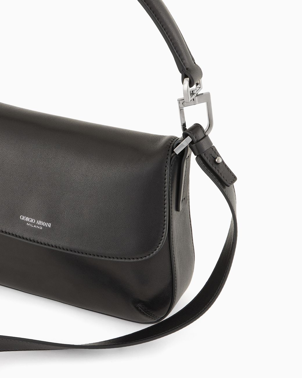 Giorgio Armani Black Small La Prima Soft Nappa Leather Handbag for men