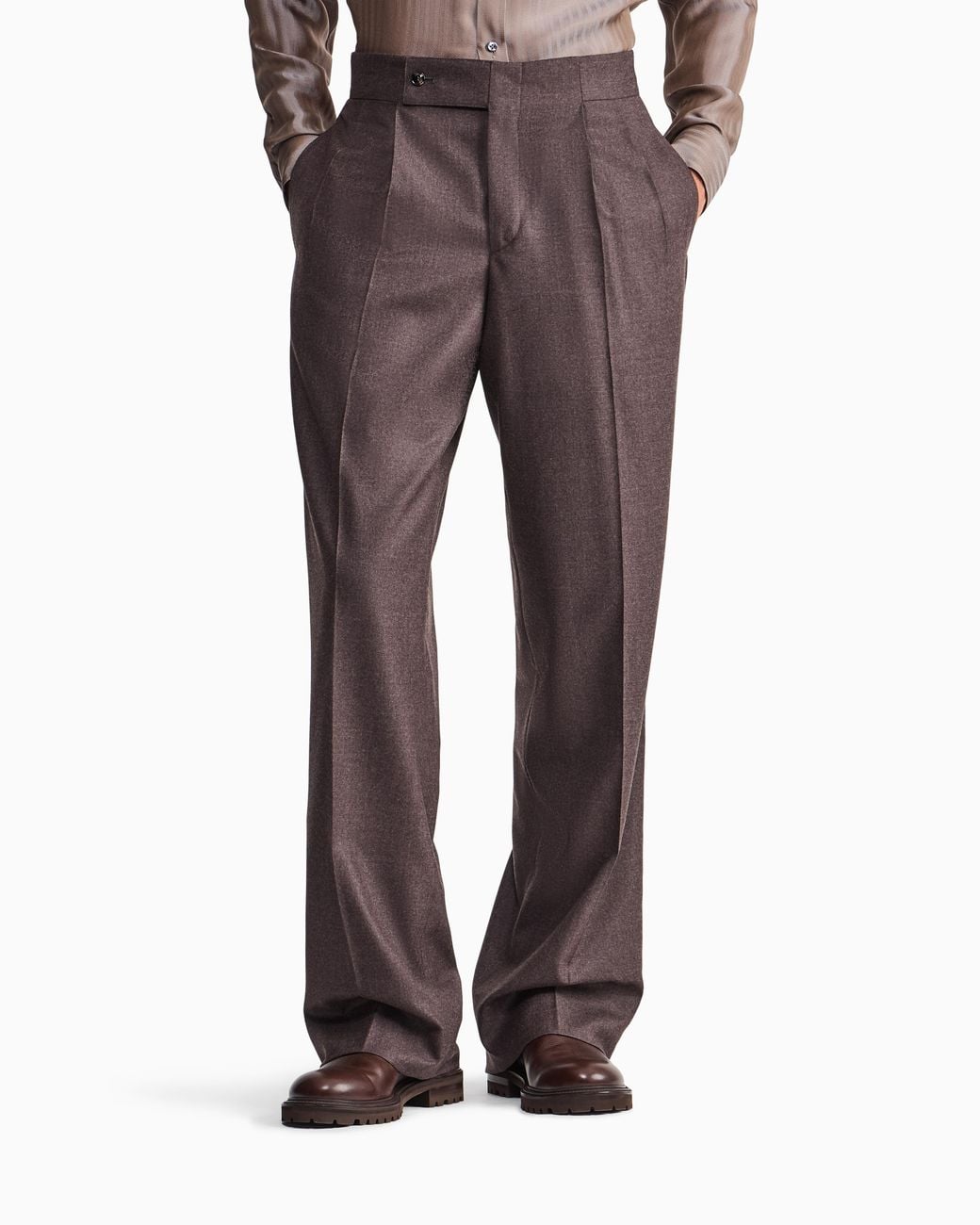 Giorgio Armani Brown Oversized Double Pleat Trousers for men