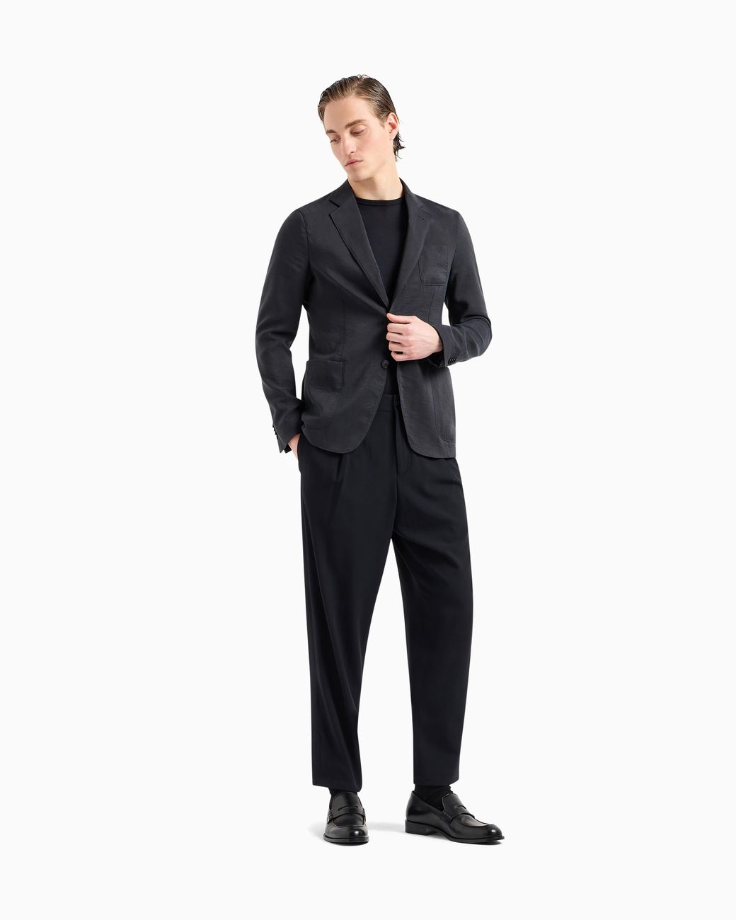 Giorgio Armani Blue Upton Line Single-Breasted Jacket for men