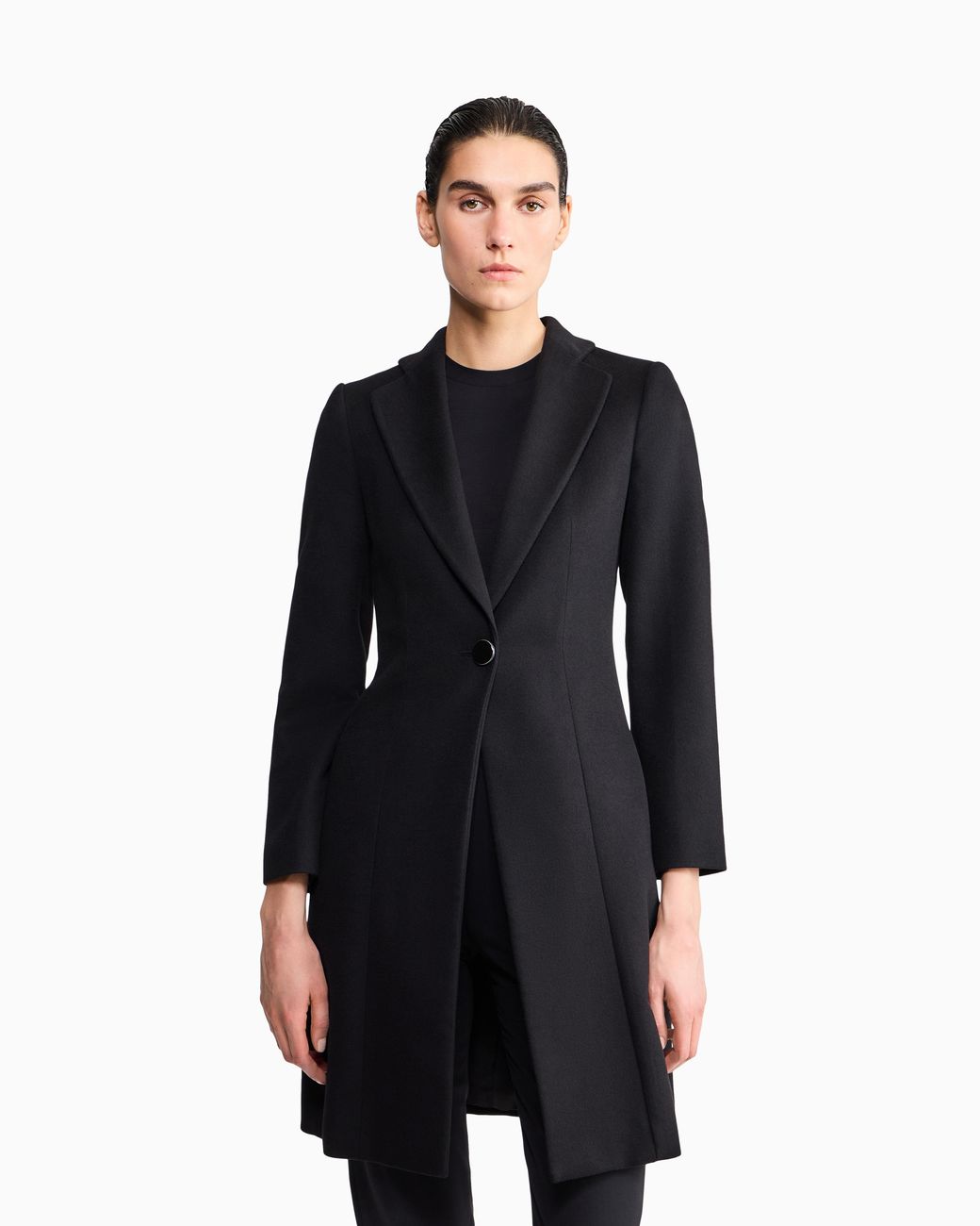 Giorgio Armani Black Pure Cashmere Single-Breasted Coat