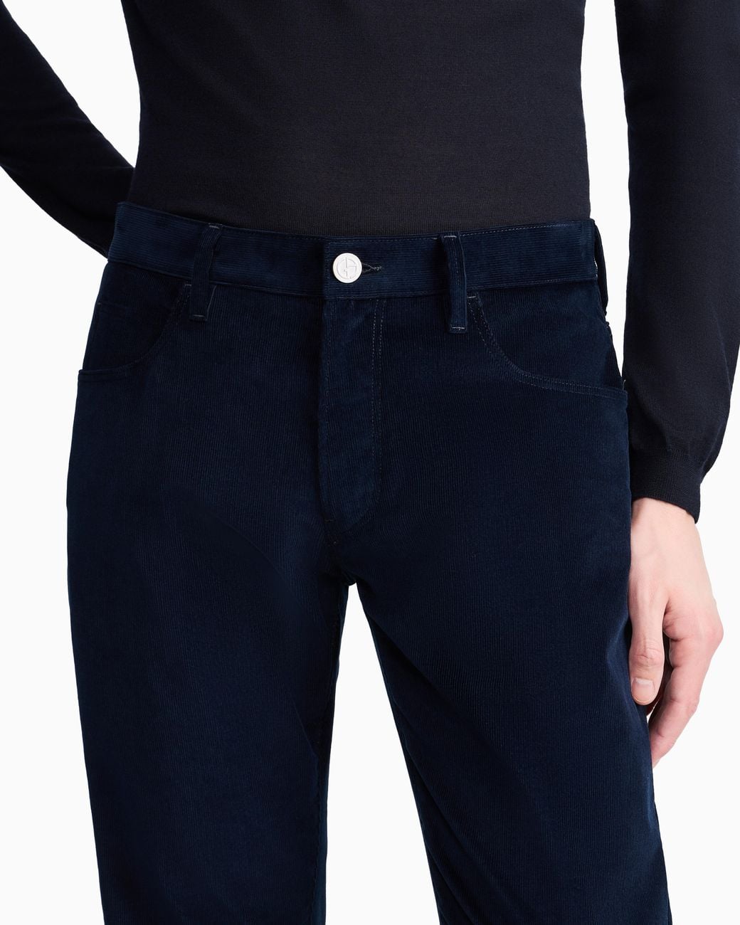 Giorgio Armani Blue Five-Pocket Corduroy Trousers for men