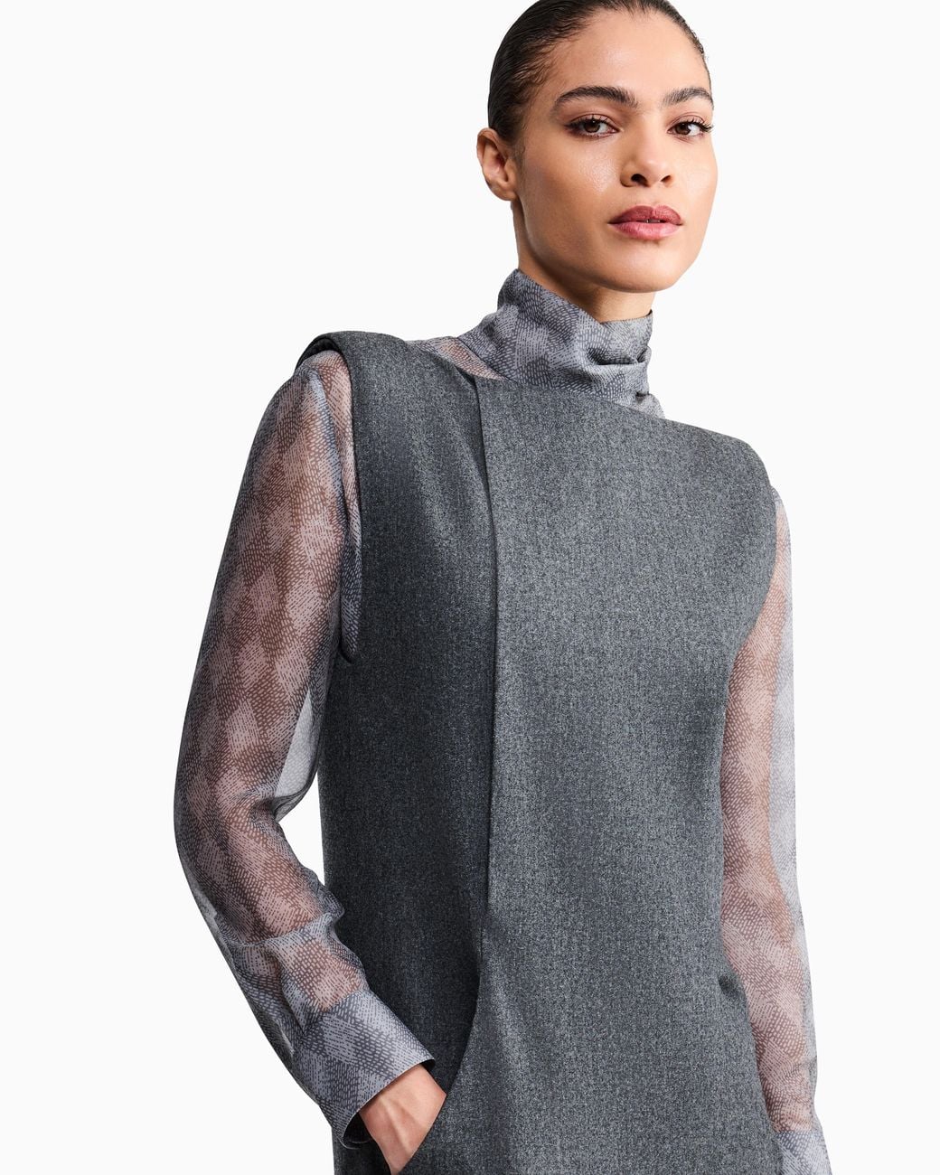 Giorgio Armani Gray Sleeveless Long Dress