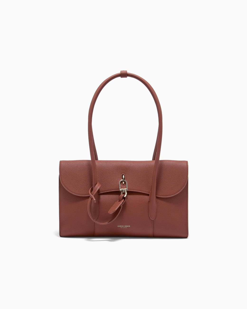 Giorgio Armani Red Small Pebbled Leather Shoulder Bag