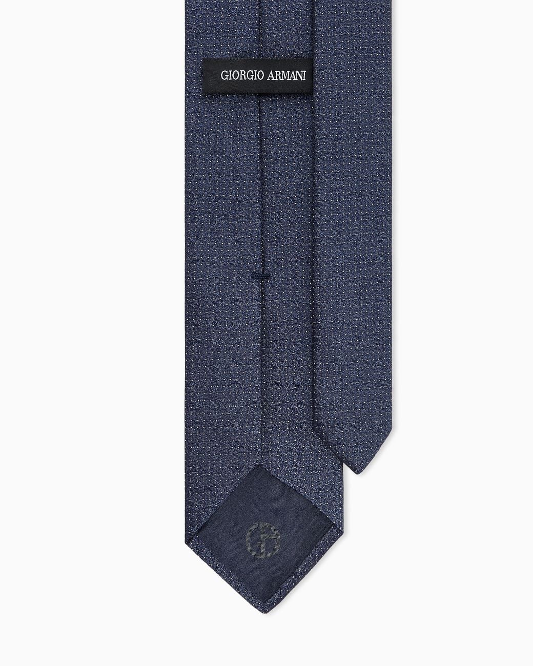 Giorgio Armani Blue Jacquard Silk Tie With Dotted Pattern And Embroidered Logo for men