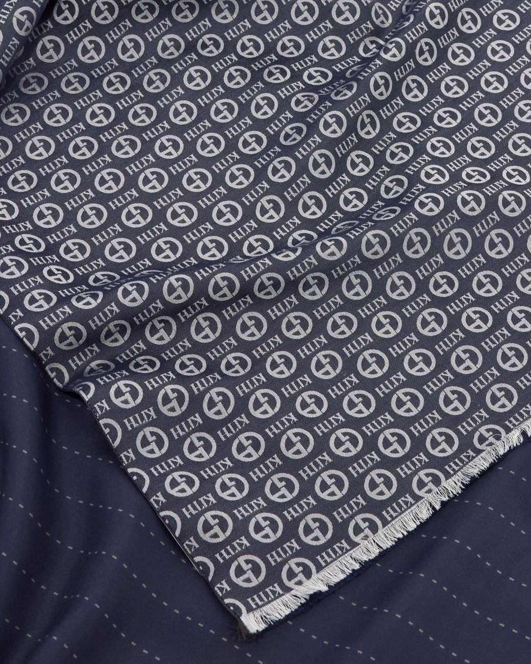 Giorgio Armani Gray X Kith Pure Silk Stole With Tonal Monogram for men