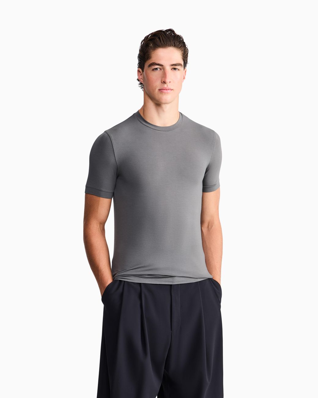 Giorgio Armani Gray Crew-Neck T-Shirt for men