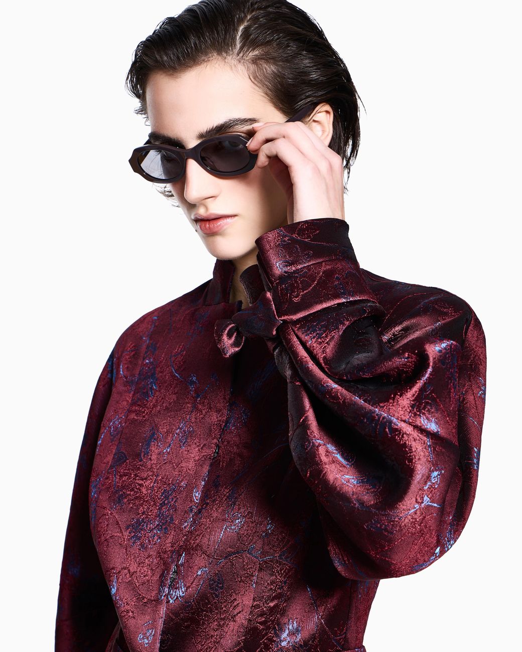 Giorgio Armani Purple Blazer Slim-Fit Cropped