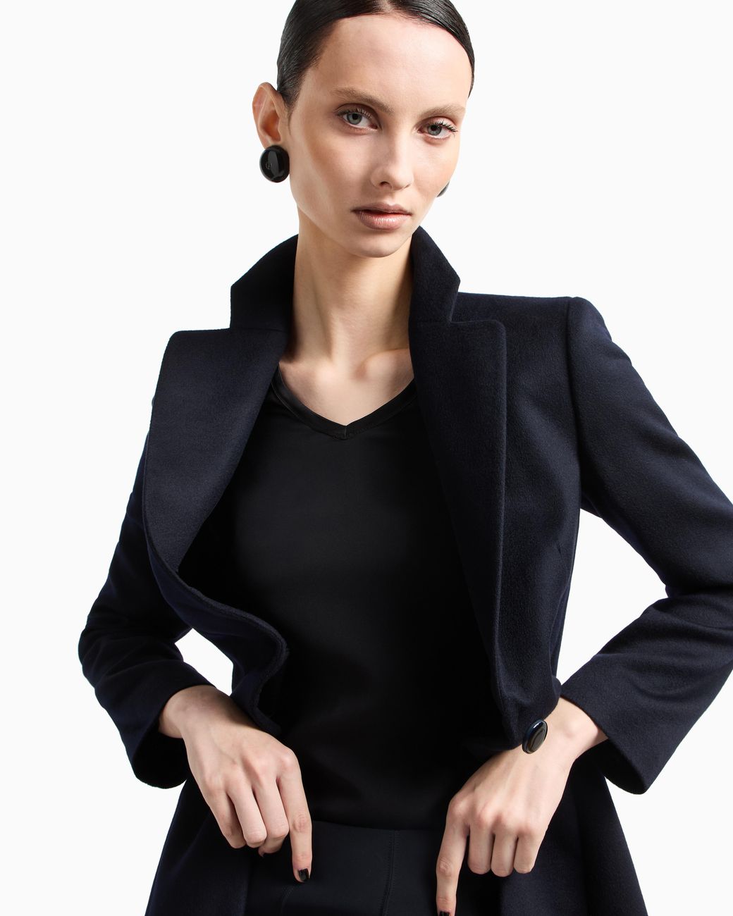 Giorgio Armani Blue Pure Cashmere Single-Breasted Coat