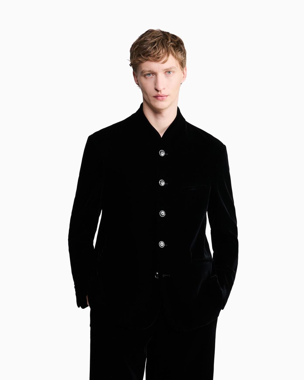 Giorgio Armani Blue Blazer One Shot Stretch Viscose And Cupro Velvet for men