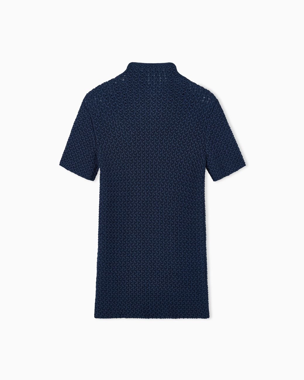 Giorgio Armani Blue Slim Fit Short Sleeve Viscose Sweater With Honeycomb Effect