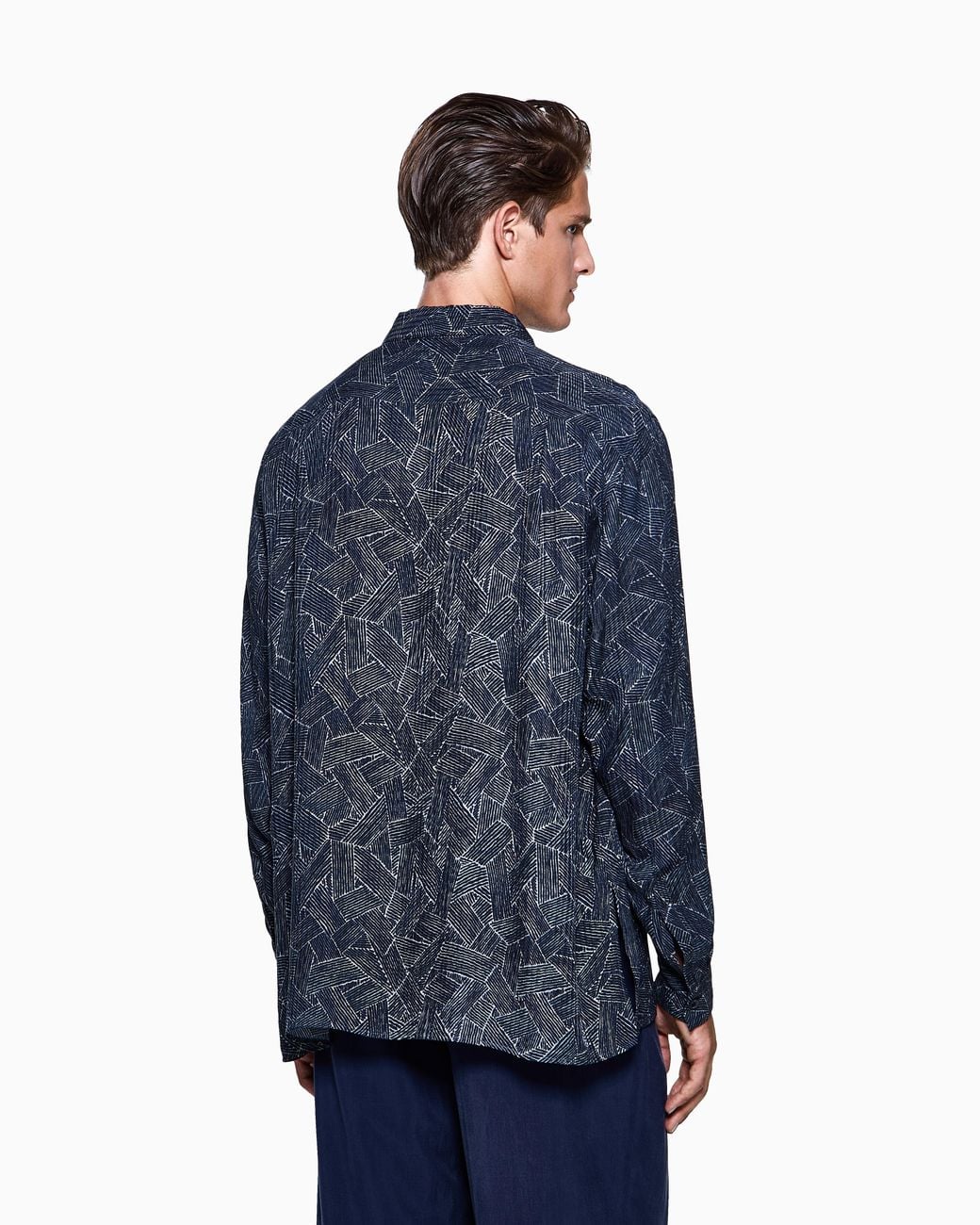 Giorgio Armani Blue Viscose And Silk Shirt With Pockets for men