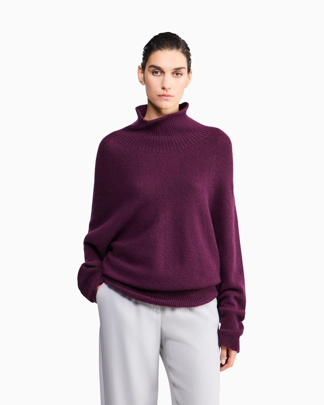 Giorgio Armani Purple Oversized Turtleneck Sweater