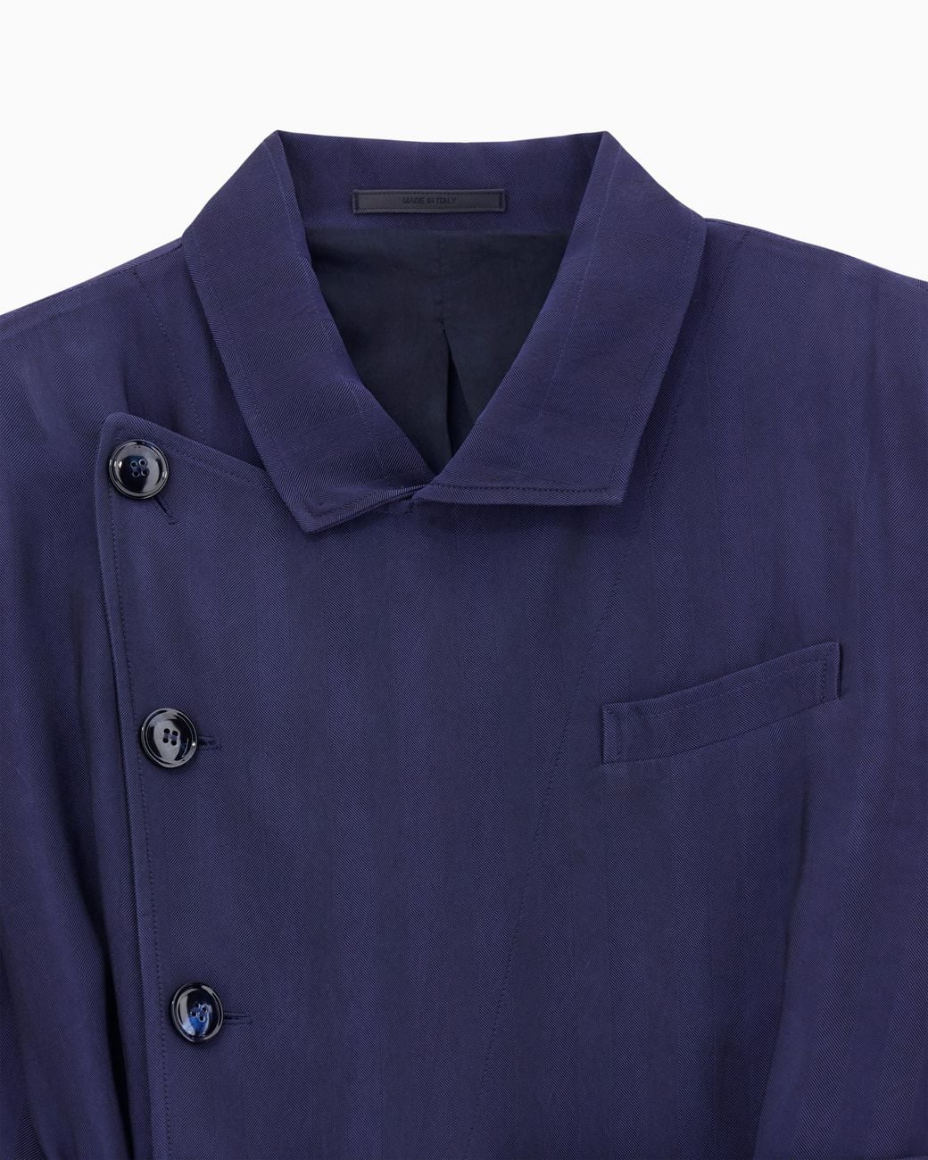 Giorgio Armani Blue Viscose Trench Coat With A Chevron Motif for men