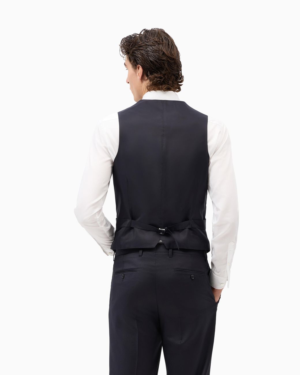 Giorgio Armani Blue Single-Breasted Pinstripe Vest for men