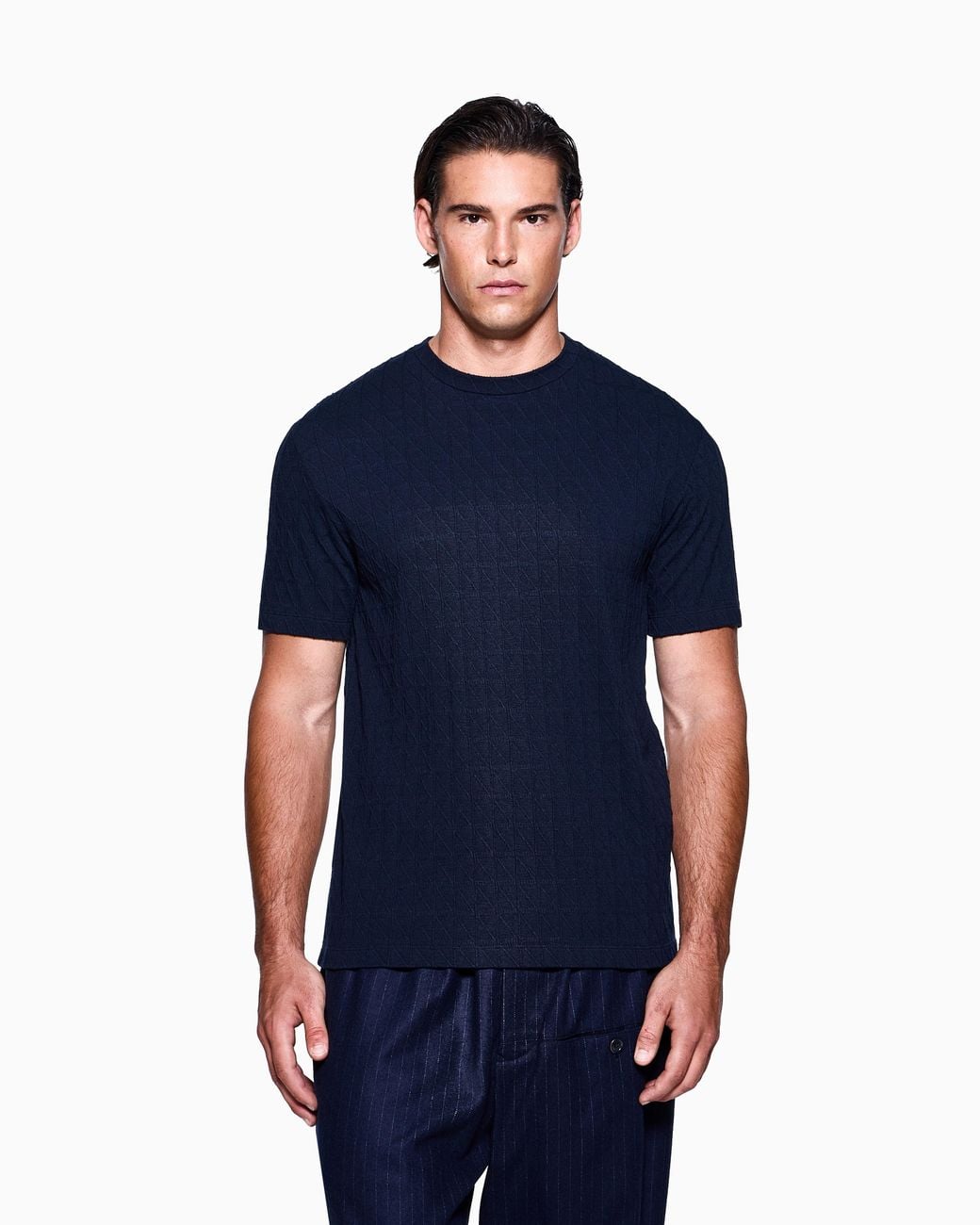 Giorgio Armani Blue Asv Stretch Cashmere And Viscose-Blend Crew-Neck T-Shirt for men