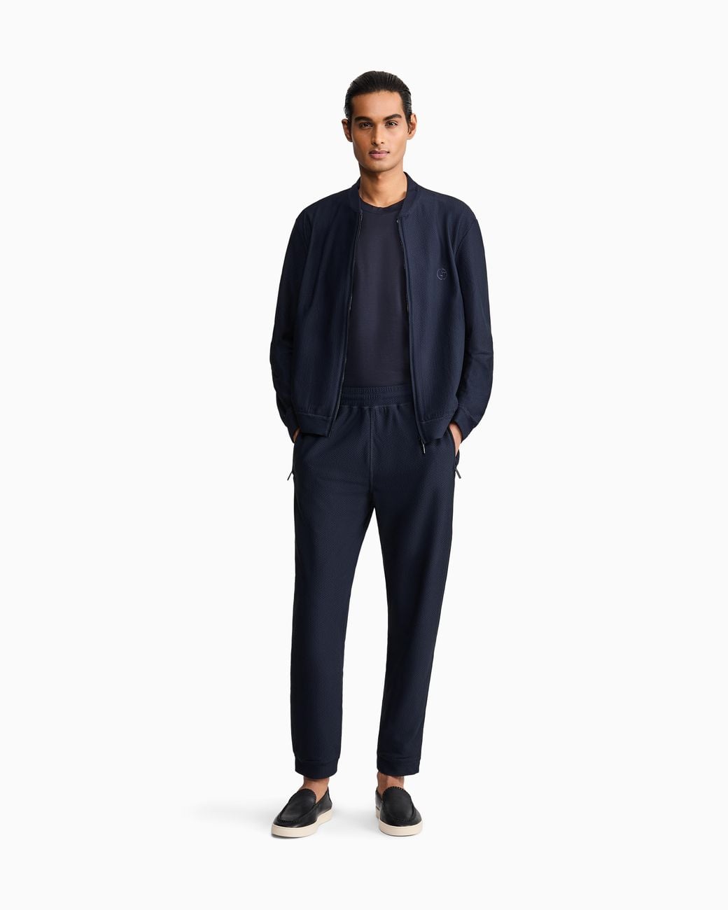 Giorgio Armani Blue Plain-Knit Jersey T-Shirt for men