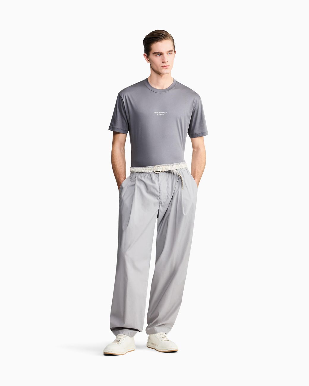 Giorgio Armani Blue Crew Neck T-Shirt for men