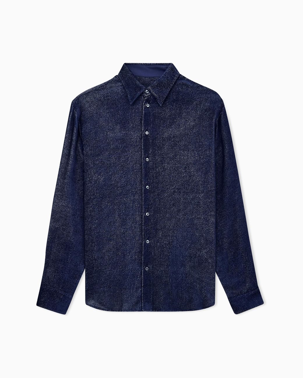Giorgio Armani Blue Shirt Silk-Blend Devoré Velvet Twill Design for men