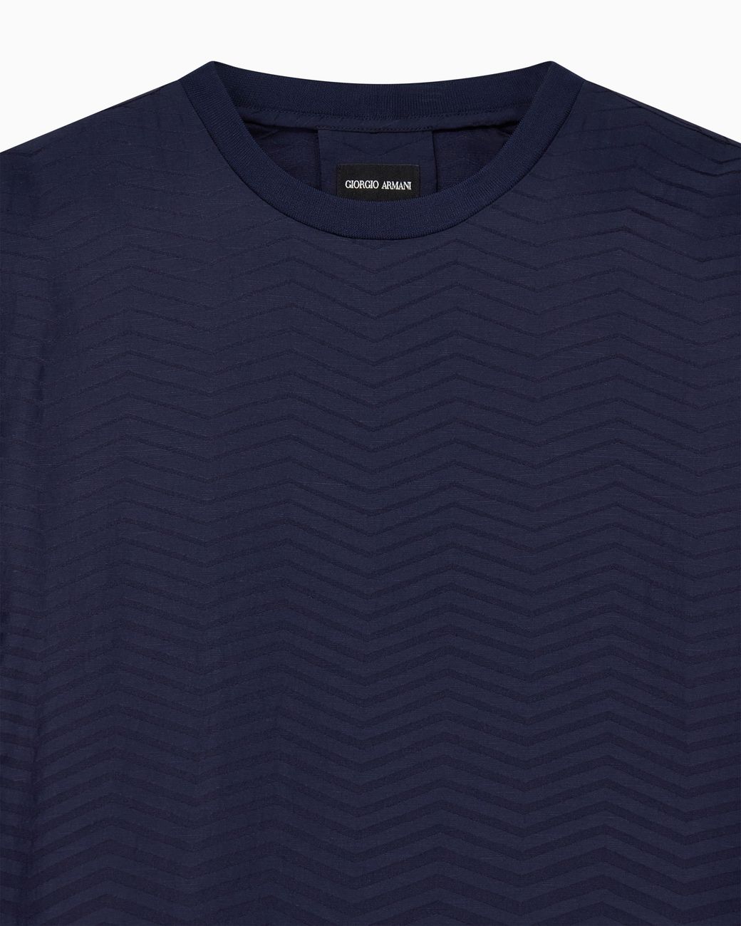 Giorgio Armani Blue Jacquard Viscose T-Shirt With Gradient Chevron for men