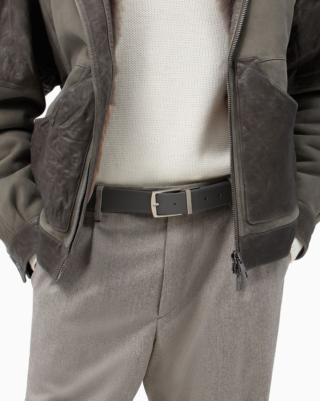 Giorgio Armani White X Kith Reversible Smooth-Leather Belt for men