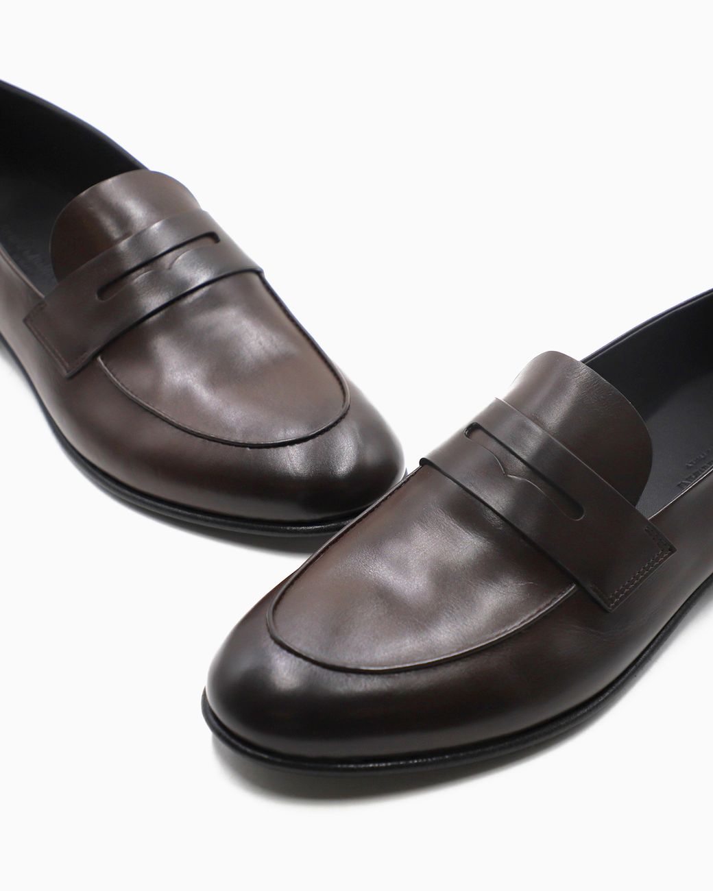 Giorgio Armani White Classic Calf Leather Penny Loafers for men