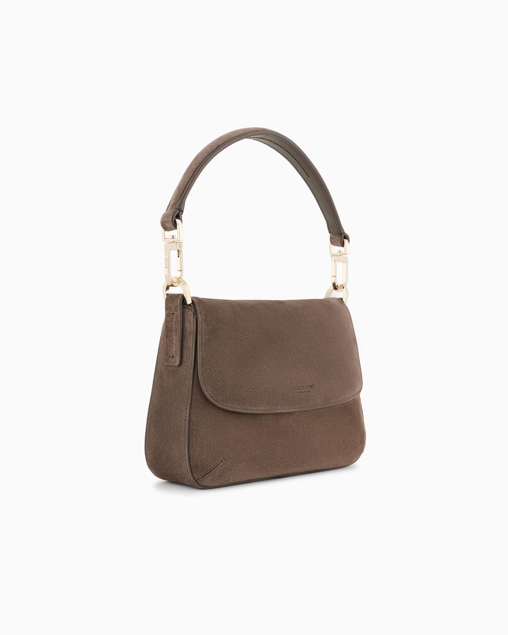 Giorgio Armani Brown Suede Bag With Flap And Crossbody Strap