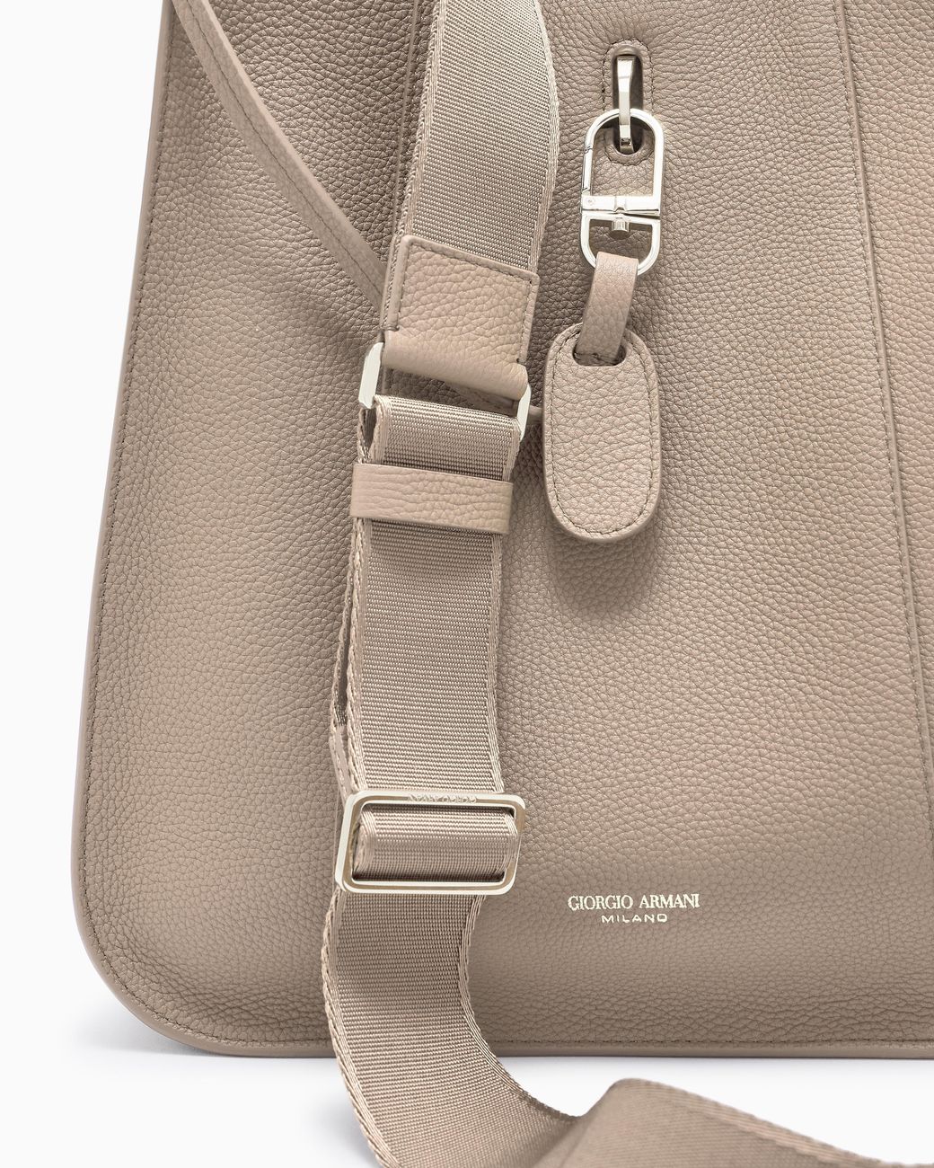 Giorgio Armani Natural Pebbled Leather Shoulder Bag