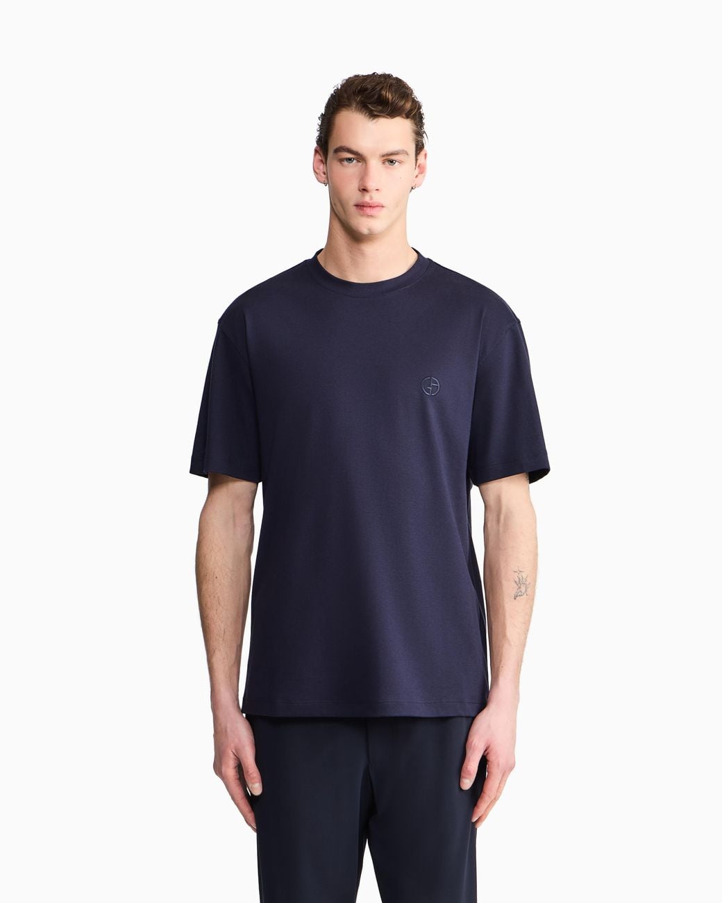 Giorgio Armani Blue Crew Neck T-Shirt for men