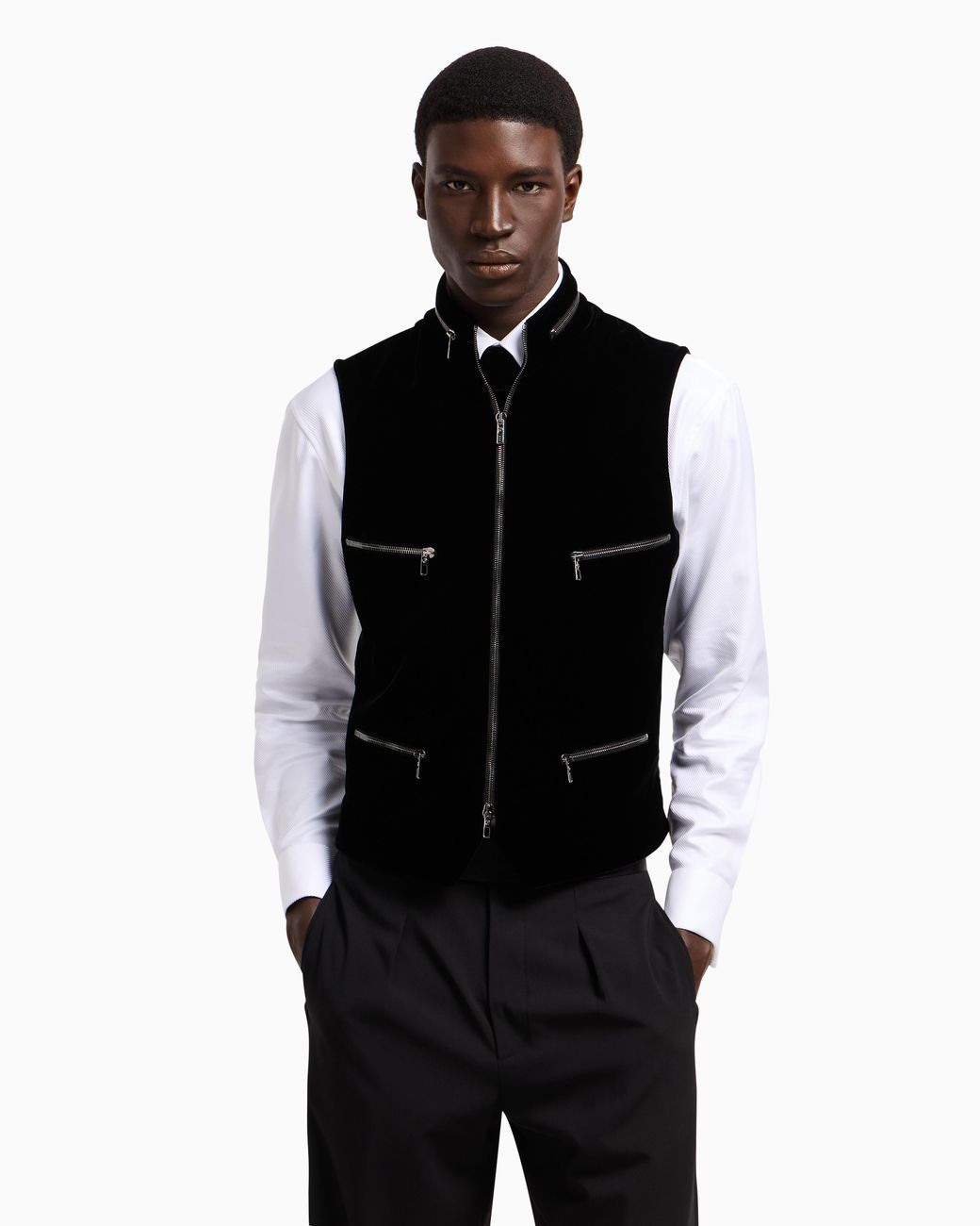 Giorgio Armani Black Zip-Up Gilet for men