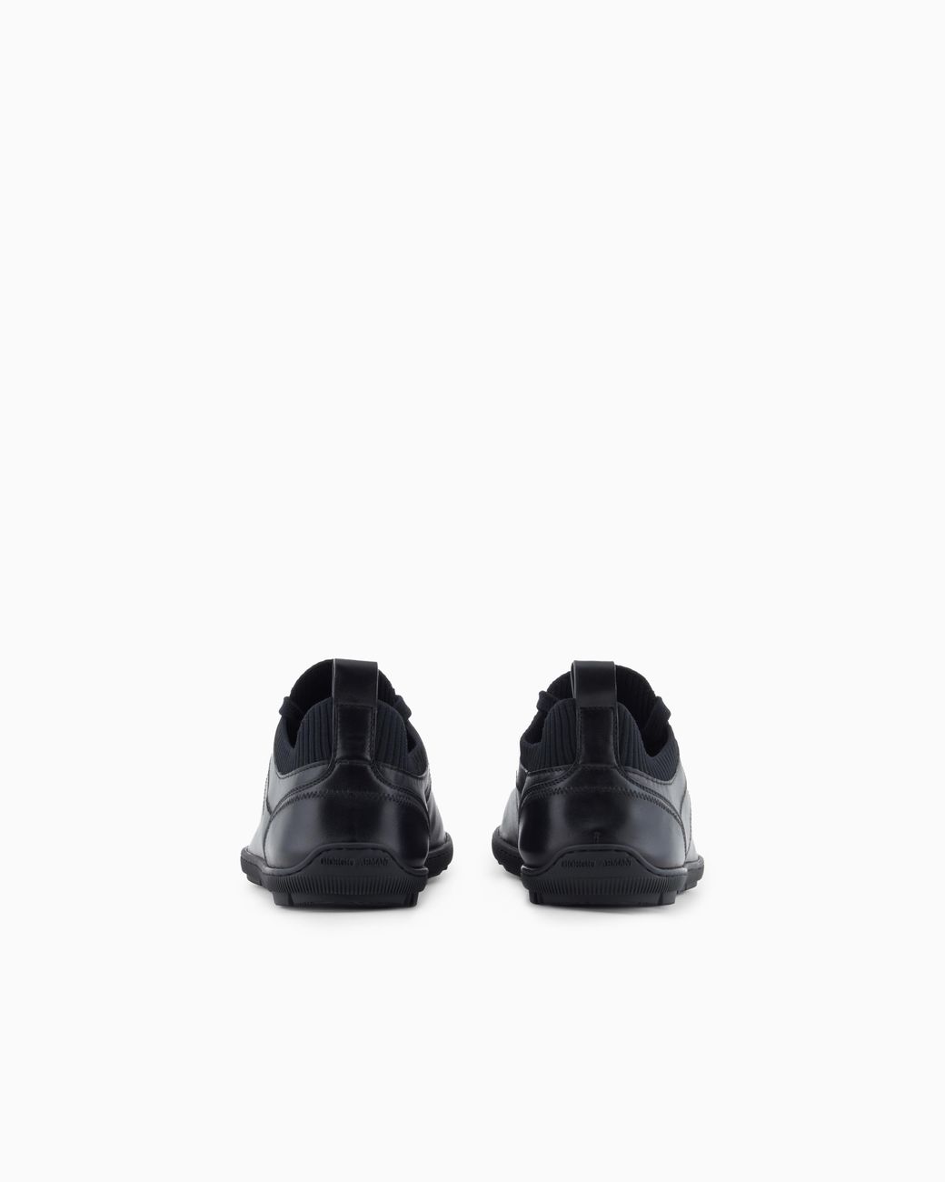 Giorgio Armani Blue Leather Sneaker With Knit Detail And Foldable Upper for men